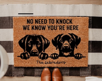 Labrador Peekaboo Door Mat, Labradors We Know You ARE Here Labrador Dogs Door Mats, Funny Labrador Doormat, Welcome Mats DM59