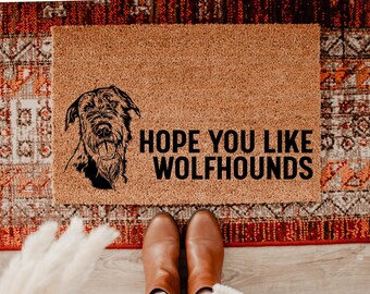 Hope You Like Wolfhounds Doormat, Dog Entrance Coir Mat, Housewarming Gift Home Decor, Dog Gift, Dog Welcome Mat, Funny Doormat Gift, DM54