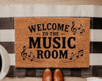 Music Room Doormat, Welcome to the Music Room Mat, Music Teacher Gift, Music Lover Door Mat, Music Notes Studio Decor, Musician Gift DM158
