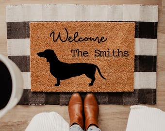 Welcome Doormat Dachshund Doormat Dog Gift Ideas for Dog Owner Dog Mom Doormat Dachshund Gifts Dachshund Unique Gift Ideas Doxies BWC4