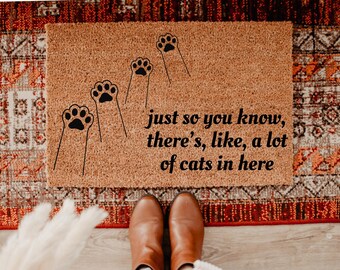 Cat Doormat, Funny Natural Fiber Welcome Mat, House Entry, Cat Door Mat, Housewarming Gift, Birthday Gift, Cat Lover Gift, Welcome Mat DM48