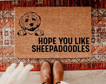 Sheepadoodle Doormat, Natural Coir Welcome Mat, Housewarming Gift Home Decor, Dog Gift, Dog Welcome Mat, Funny Doormat, Gift For Home, DM53