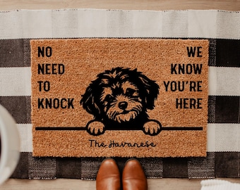 Havanese Peekaboo Doormat, We Know You ARE Here Havanese Door Mat, Welcome Funny Doormat, Welcome Havanese Mats, Dog Breeds Havanese DM57