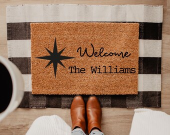 Custom Star Doormat, Personalized Housewarming Gift, Birthday Gift, Star Door Mat, Anniversary Gift, Mat, Modern Doormat BCW2