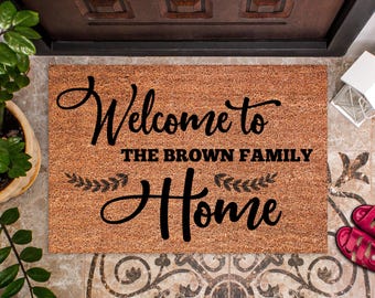 Welcome To Our Home Custom Outdoor Doormat Collection - Custom Doormat Make Great Gifts - Housewarming Gift For New Homeowners, DM101