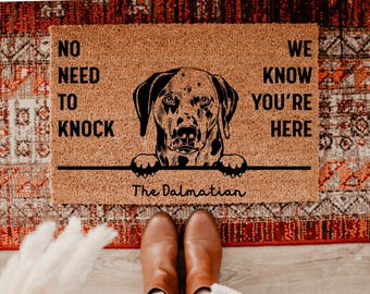 The Dalmatian Door Mat, We Know You ARE Here Dalmatians Door Mats, Funny Dalmatian Doormat, Welcome Dalmatians Mats, Dog Doormat DM56