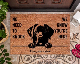 Labrador Peekaboo Door Mat, Chocolate Labrador We Know You Are Here Rottweiler Dogs Door Mats, Funny Labrador Doormat, Welcome Mats, DM55