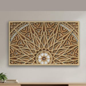 7 Layer Rectangle Mandala Wall Art SVG DXF, Multilayer Wood Mdf Plywood Decor, Laser Cut CNC Files Digital Download