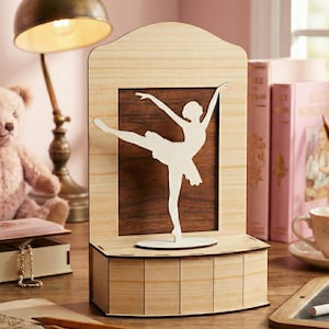 File DXF SVG con taglio laser di ballerina 3D / Decorazione da scrivania con ballerina / Puzzle in compensato di legno da 3 mm / Modello per router CNC per decorazioni per cameretta dei bambini