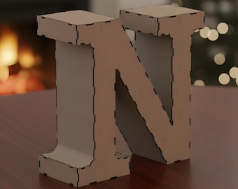 3D Wooden A-Z CNC Laser-Cut DXF Files 26 Alphabet Letters– 3 mm & 6 mm Thickness 30 cm height,Plywood, MDF Materials, Christmas gift letters