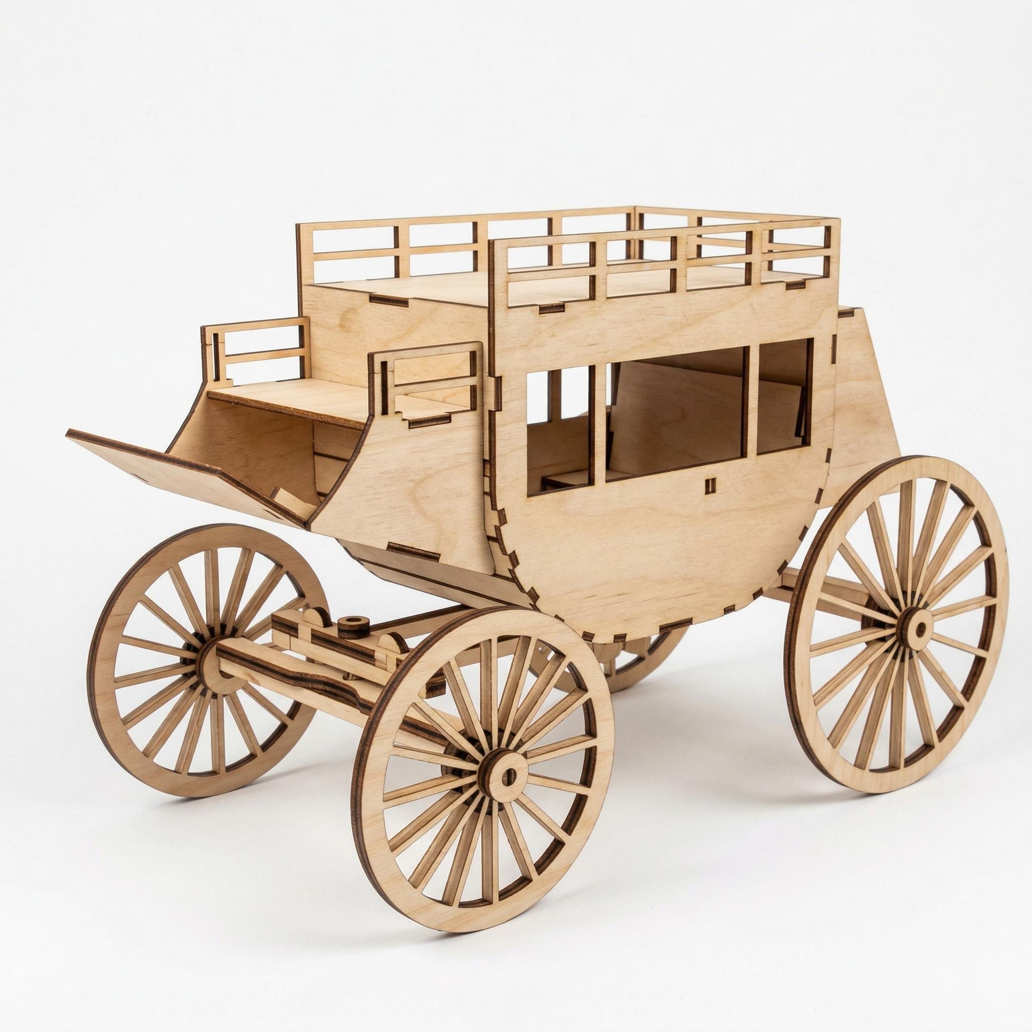Wild West Stagecoach Laser Cut DXF SVG PDF Files | 3d Wooden Puzzle Cnc ...