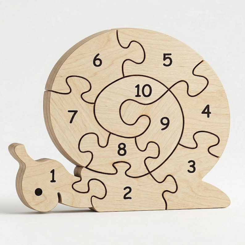 Snail Number Puzzle Laser Cut SVG DXF Files | Montessori Wooden ...