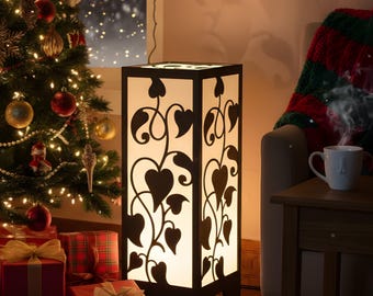 Weihnachtsblumenlaterne DXF-Datei, Teelichthalter, Laser Cut Laterne Muster, 3 mm Kerzenhalter aus Holz, CNC Laser, Floral Panel Laterne