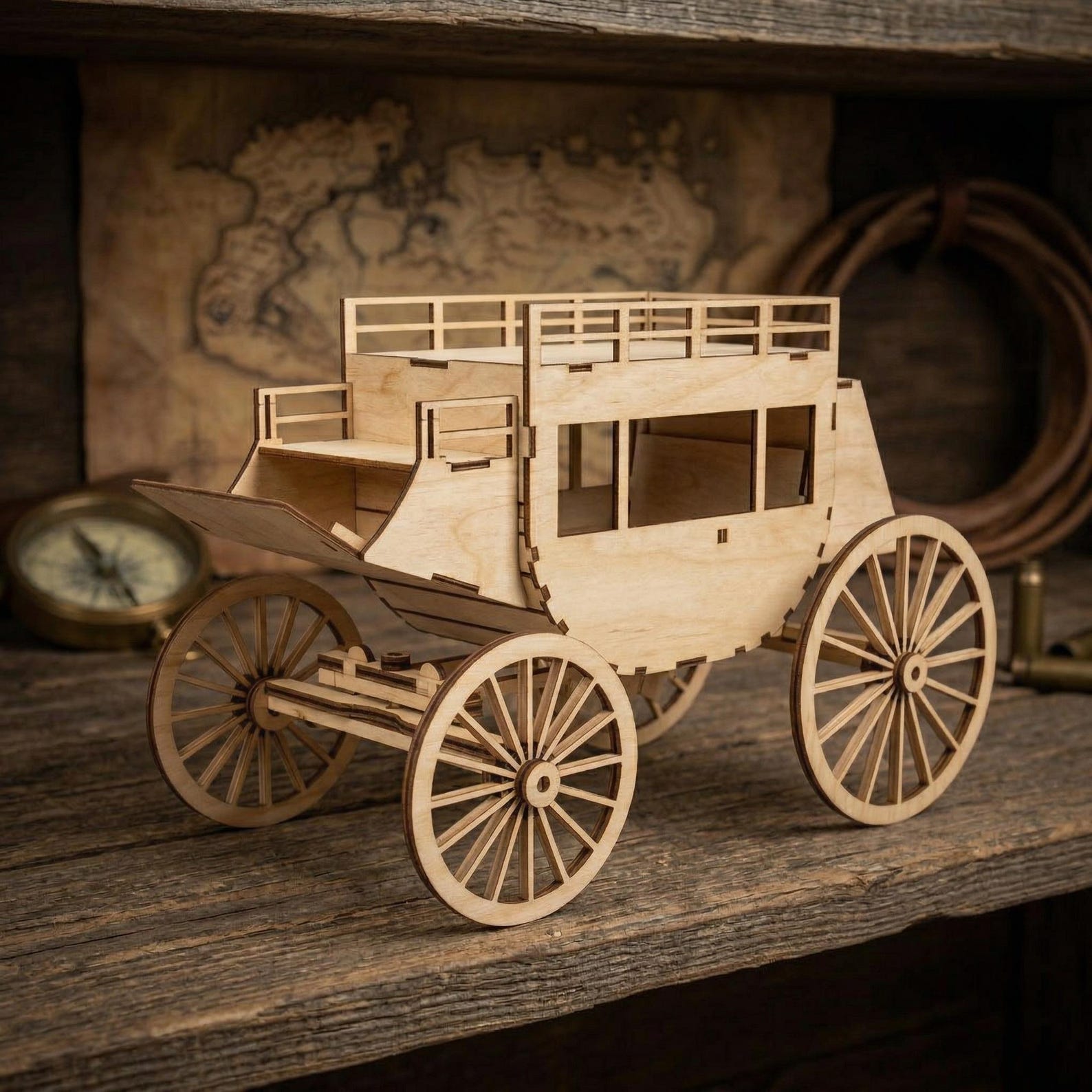 Wild West Stagecoach Laser Cut DXF SVG PDF Files | 3d Wooden Puzzle Cnc ...