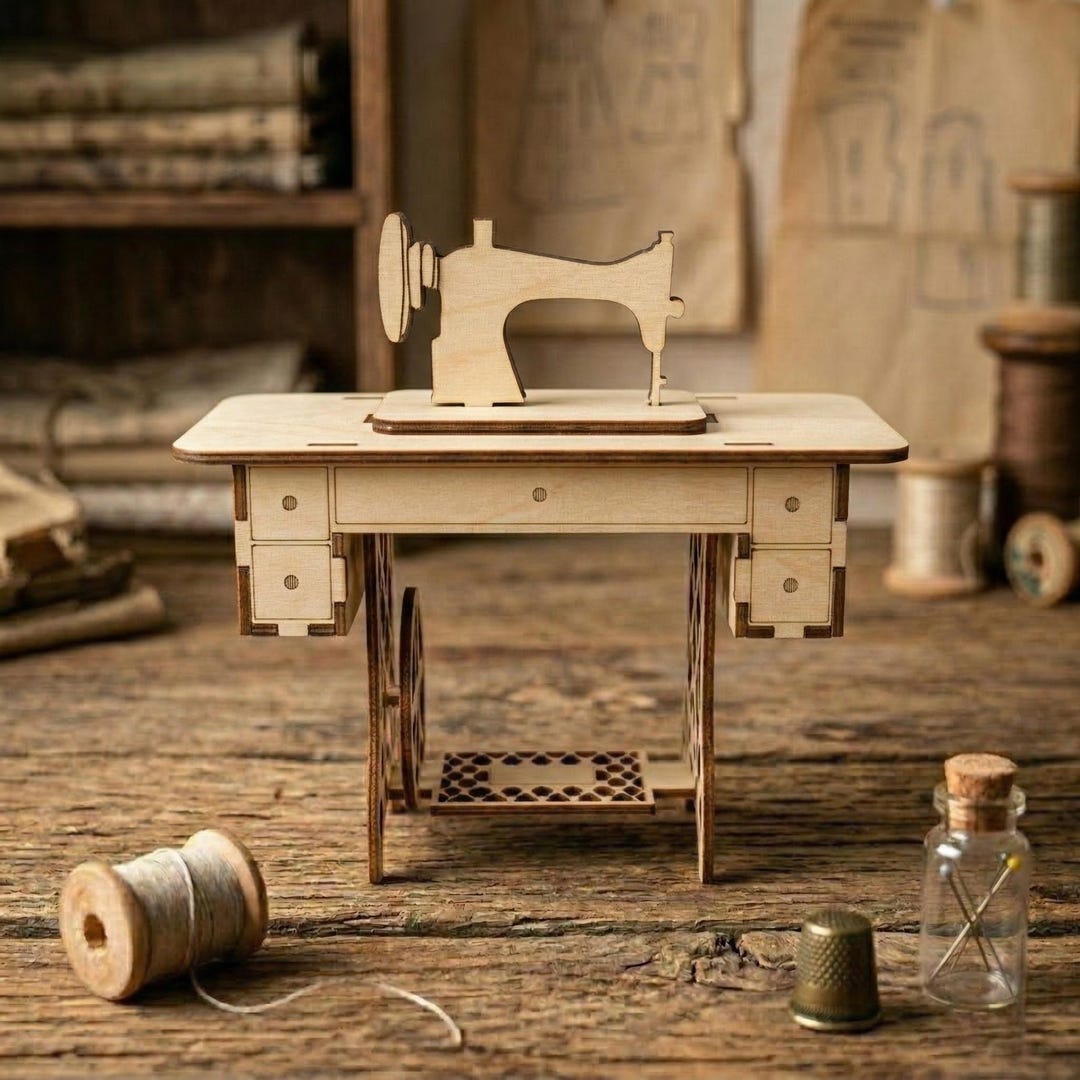 Sewing Machine Dxf Miniature Sewing Machine Laser Cut DXF SVG PDF Files, Vintage 3D Wooden ...