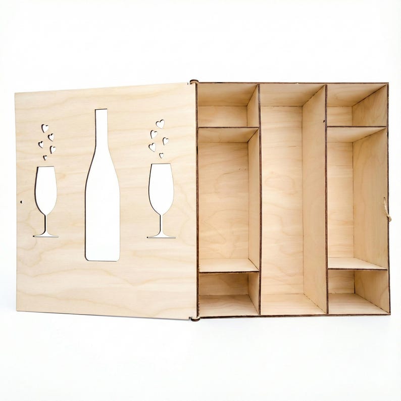 Laser Cut Wine Bottle Glass Gift Box SVG DXF Files | 3mm Plywood Wine ...