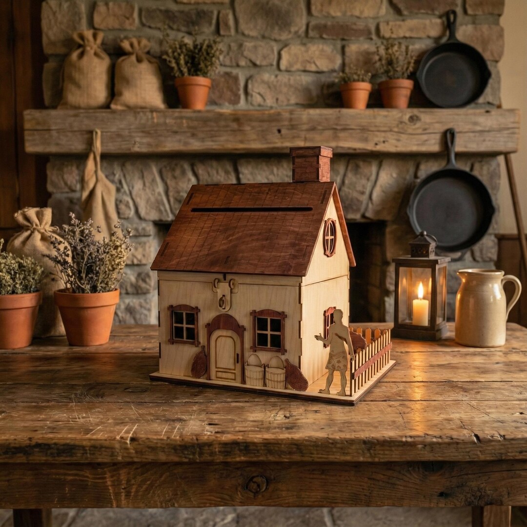 Mini Dxf Laser Cut Miniature House DXF SVG Files - 4mm Plywood 3D House Template ...