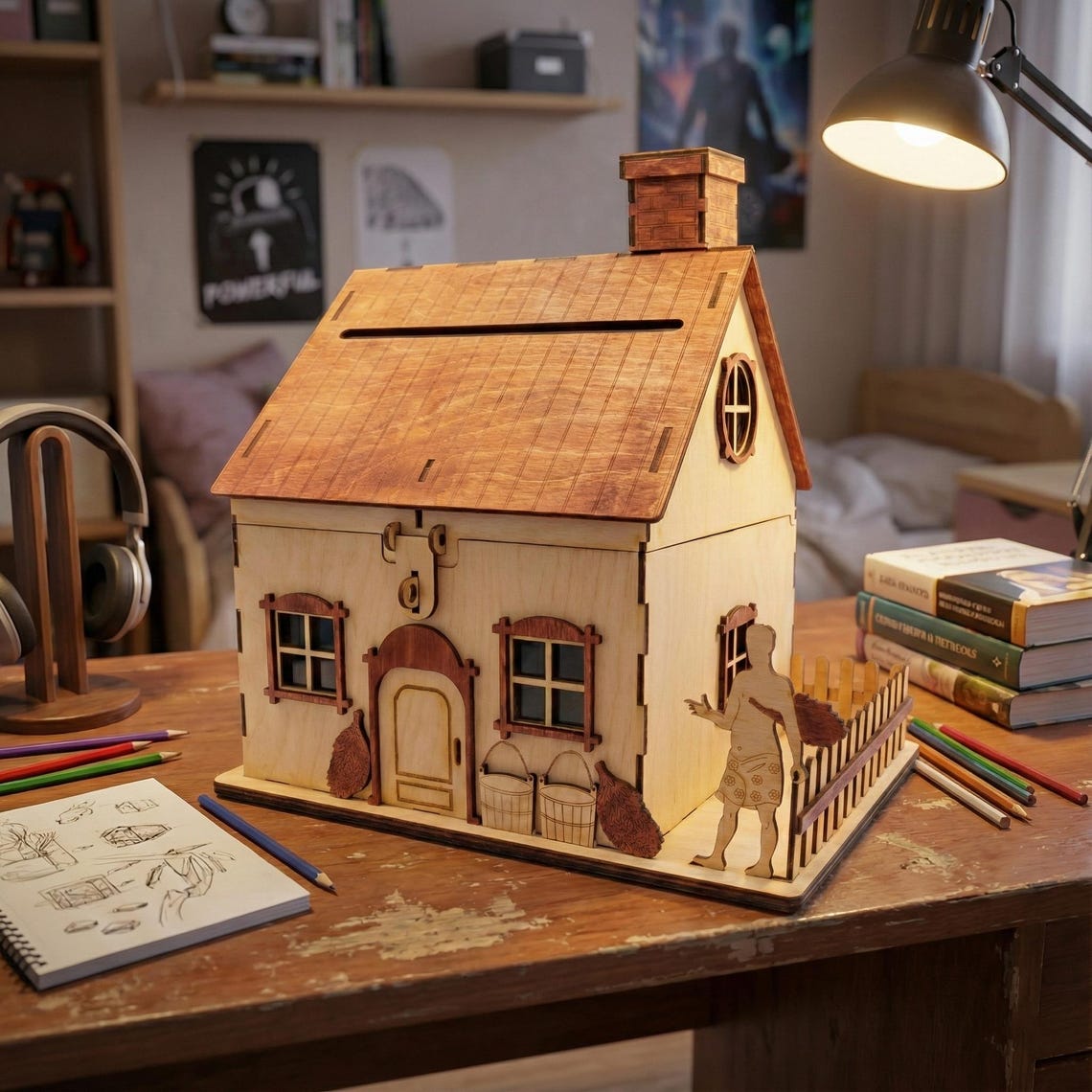 Laser Cut Miniature House DXF SVG Files - 4mm Plywood 3D House Template ...