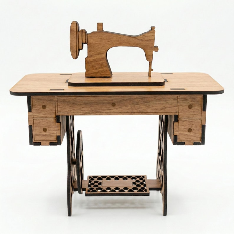 Sewing Machine Dxf Miniature Sewing Machine Laser Cut DXF SVG PDF Files, Vintage 3D Wooden ...