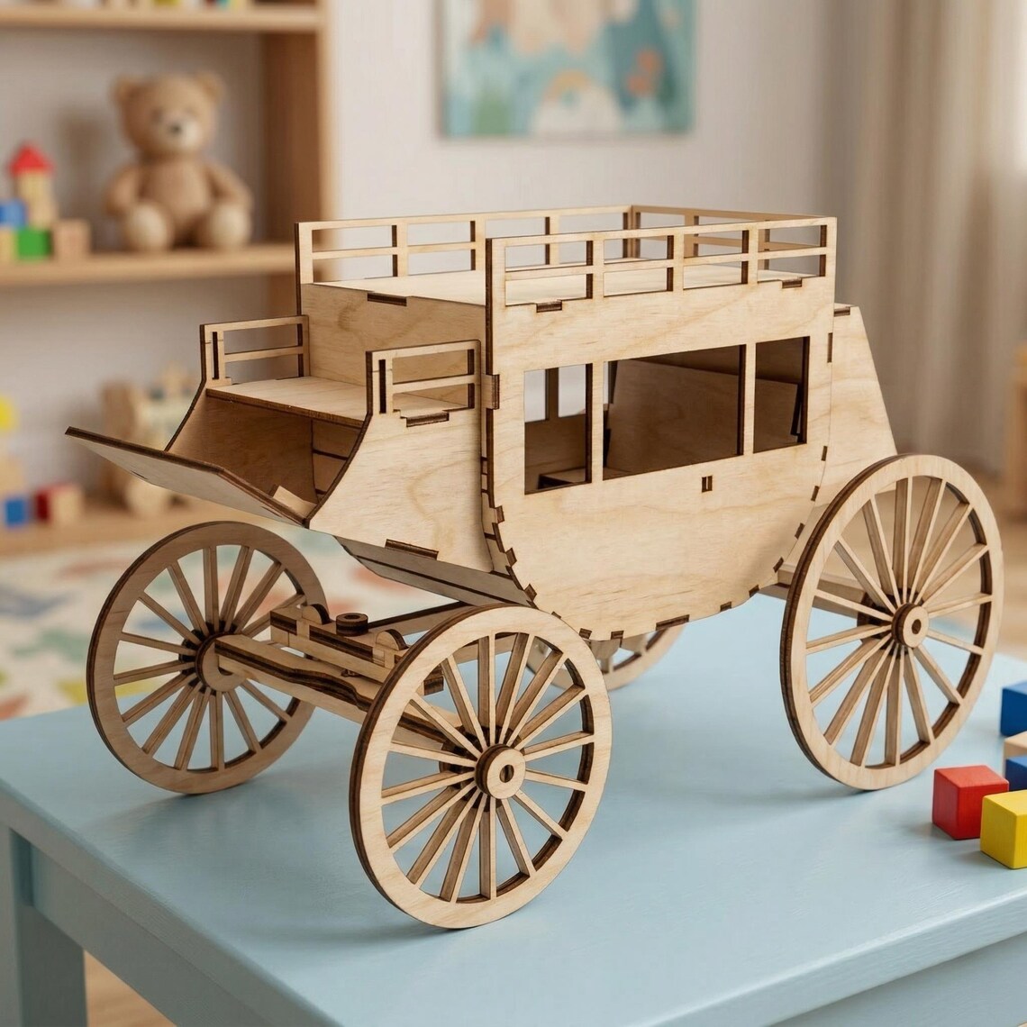 Wild West Stagecoach Laser Cut DXF SVG PDF Files | 3d Wooden Puzzle Cnc ...