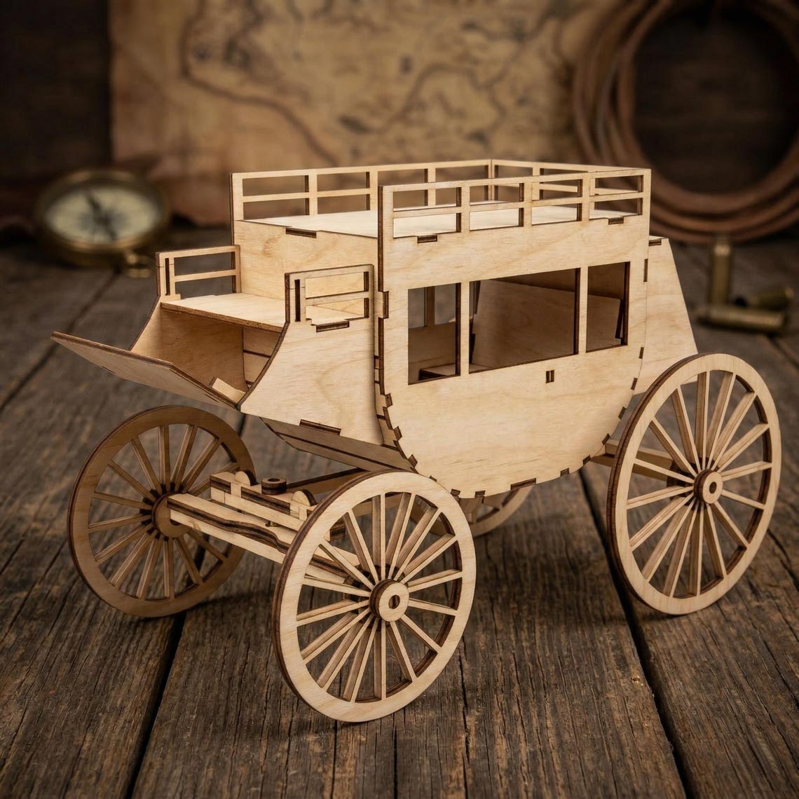 Wild West Stagecoach Laser Cut DXF SVG PDF Files | 3d Wooden Puzzle Cnc ...