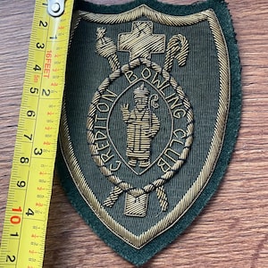 Vintage Embroidered Bowling Club Patch, Credition Bowling Club, Vintage Heraldic Insignia, Collectible Uniform Emblem