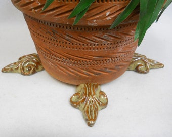 blue planting pots Rustic Leaf Pot main image 0