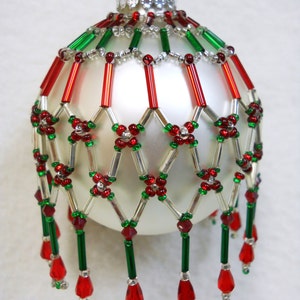 PATTERN ONLY Beaded Christmas Ornament Cover Holiday Original " Tapestry"  FREE Shipping