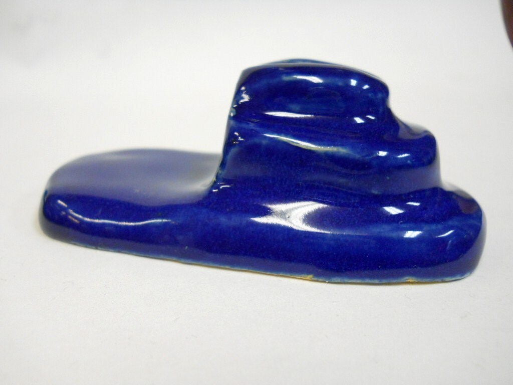 Ceramic Pot Feet Tiered Cobalt Royal Blue Glazed set of 4 Etsy