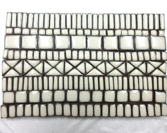 185+ Mosaic Tiles: Small Handmade Ceramic Craft Tiles, Stoneware  Art Supplies, Rustic White Glazed Mosaic Tiles, DIY Gifts, #4p2