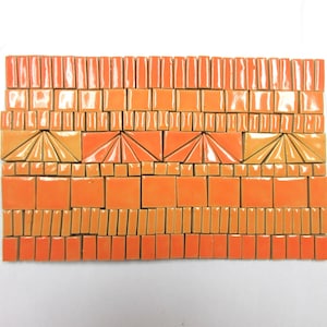 180+ Mosaic Tiles: Handmade Ceramic Craft Tiles, Small Stoneware Mosaic Art Pieces, Bright Orange Shades Glazed Craft Tiles for Mosaics  1P