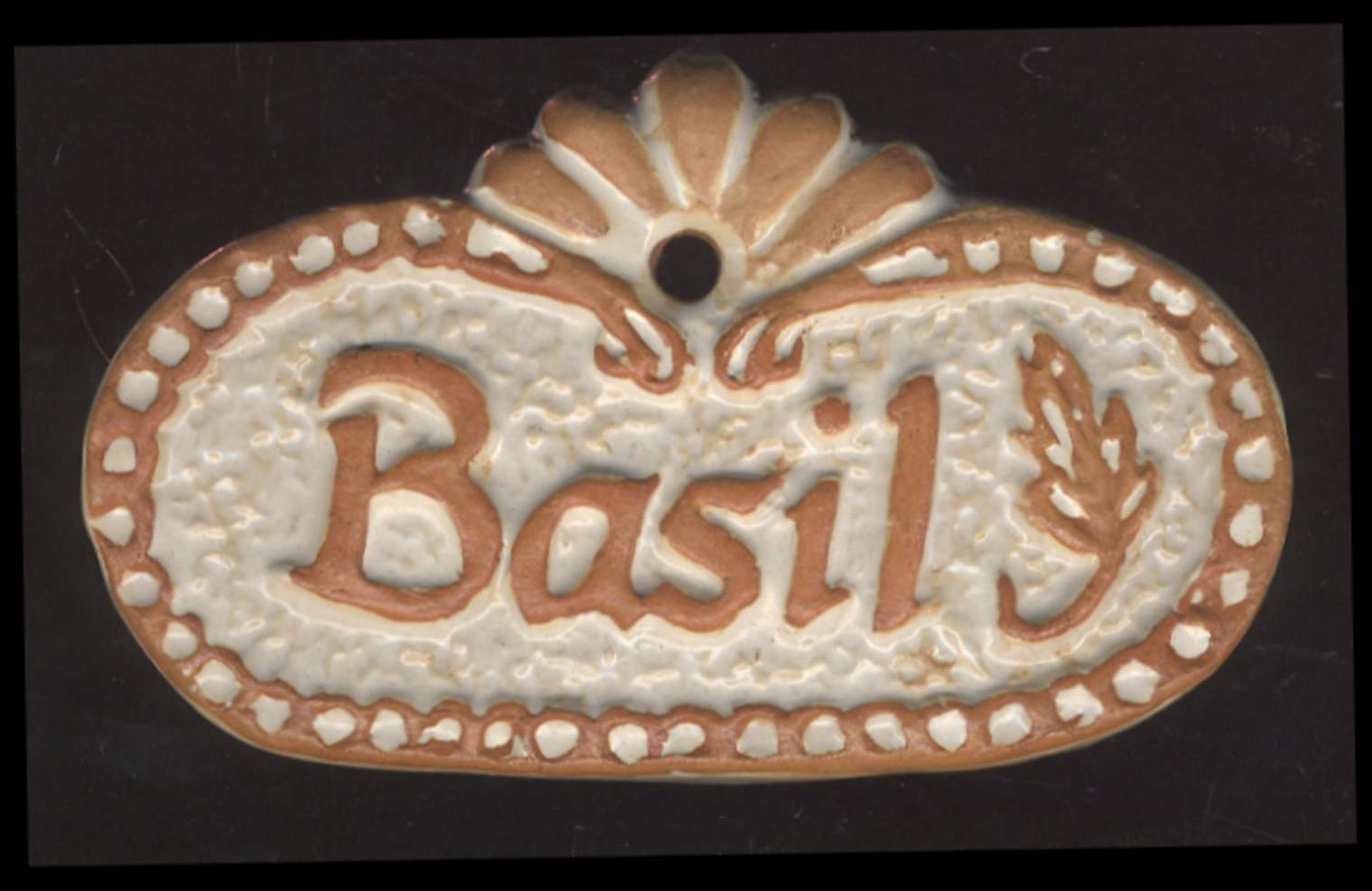BASIL Herb Garden Sign and Plant Marker Handmade Ceramic Stoneware Tile