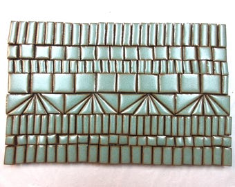 180+ Mosaic Tiles, Handmade Ceramic Craft Tiles, Stoneware Art Tiles, Rustic Turquoise Glazed Craft Tiles for Mosaics Asst #4P
