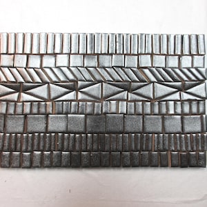 200+ Mosaic Tiles, Handmade Ceramic Small Craft Tiles, Metallic Silver Gray Glazed Mosaic Art Tiles,  Mosaic Supplies Asst #3P