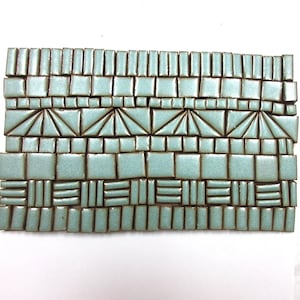 180+ Mosaic Tiles, Handmade Ceramic Craft Tiles, Stoneware Mosaic Art Tiles, Rustic Turquoise Textured Glazed Craft Tile Assortment #1P
