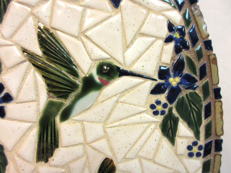 Hummingbird Tile Inlay Hummingbird Mosaic Wall Art, Handmade Ceramic Tile Humming Birds With ...