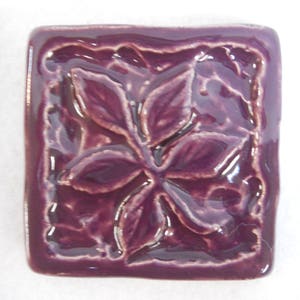 Leaf Mosaic Tiles Handmade Ceramic Craft Tiles: Stoneware Art Tiles Bright Purple Glazed Tiles Set of 6 Mosaic Craft Tiles image 3