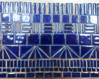 180+ Mosaic Tiles: Small Handmade Ceramic Craft Tiles, Royal Cobalt Blue Shades Glazed Art Craft Tiles, Ceramic Tile Assortment #1P