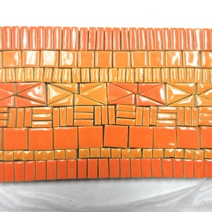 185+ Mosaic Tiles: Handmade Ceramic Craft Tiles, Small Stoneware Mosaic Art Pieces, Sunset Orange Shades Glazed Craft Tiles for Mosaics  1P