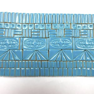 180+ Mosaic Tiles, Small Handmade Ceramic Craft Tiles, Small Stoneware Art Tiles, Sky Blue Glazed Tiles for Mosaics, Mosaic Tile Pieces #5
