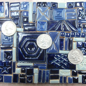 170+ Mosaic Tiles: Handmade Ceramic Craft Tiles. Assorted  Tile  Shapes / Textures / Sizes.  Blue Glazed Tiles for Mosaics