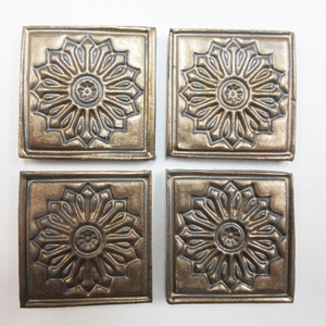 Focal Mosaic Tiles  2-inch Old Gold Mosaic Center Tiles  set of 4:  Ceramic Corner Tiles. Handmade Ceramic Craft Tiles. #T12