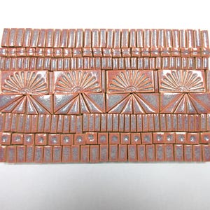 190+  Mosaic Tiles, Handmade Ceramic Craft Tiles,  Stoneware Mosaic Art Tiles, Coral  Pink Violet Shades Glazed Craft Tiles for Mosaics #3