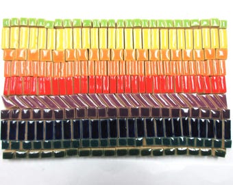 250+ Mosaic Tiles, Small Handmade Ceramic Craft Tiles, Stoneware Mosaic Art Tiles, 10 Color Rainbow Mosaic Tiles, Art Craft Tiles Asst #2