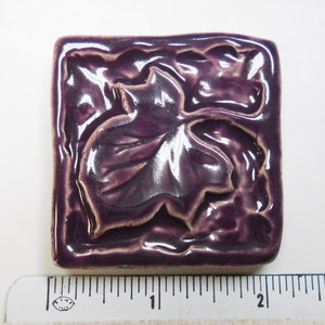 Leaf Mosaic Tiles Handmade Ceramic Craft Tiles: Stoneware Art Tiles Bright Purple Glazed Tiles Set of 6 Mosaic Craft Tiles image 6