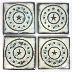 Focal Mosaic Tiles   2-inch Rustic White Mosaic Center Tiles: set of 4. Ceramic Corner Tiles. Handmade Ceramic Craft Tiles. Art Tiles. #T9b