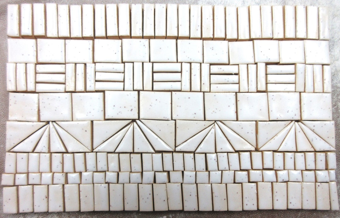 185 Mosaic Tiles, Small Handmade Ceramic Craft Tiles, Stoneware Mosaic