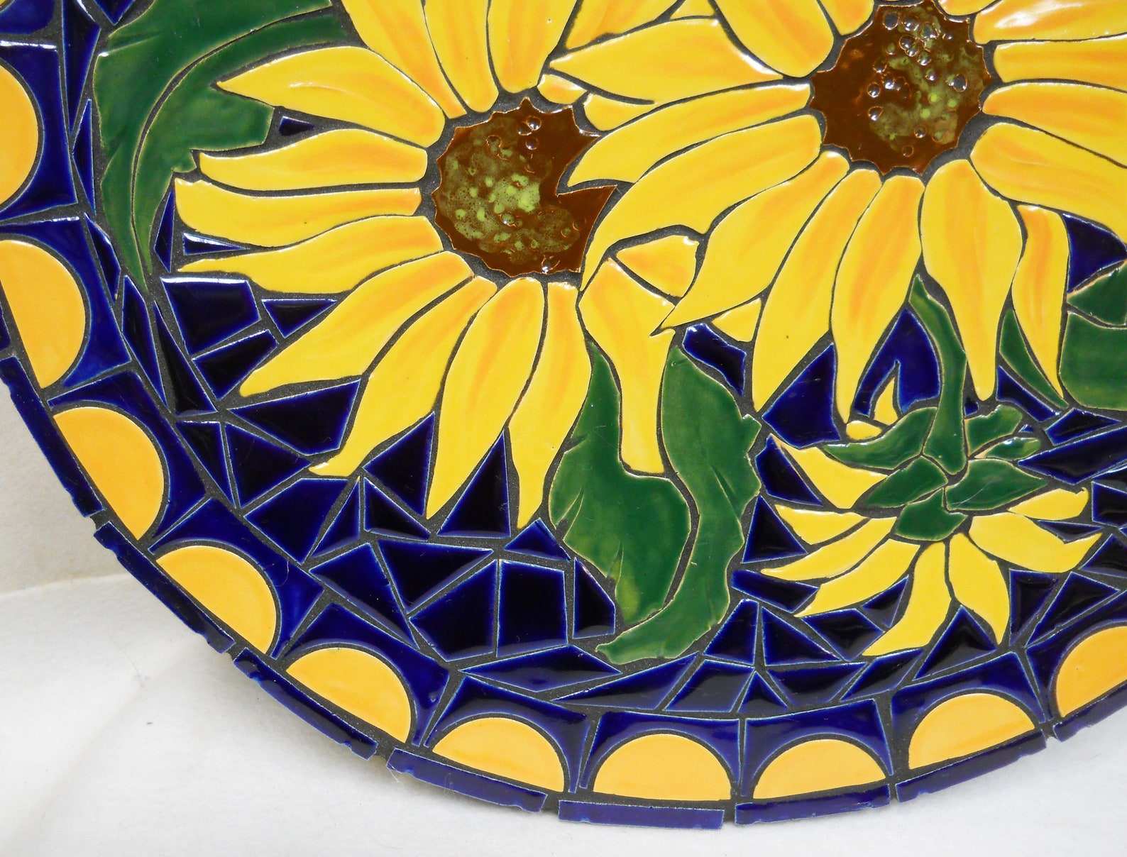 Sunflower Mosaic Tile Wall Art Handmade Ceramic Tile Art Etsy