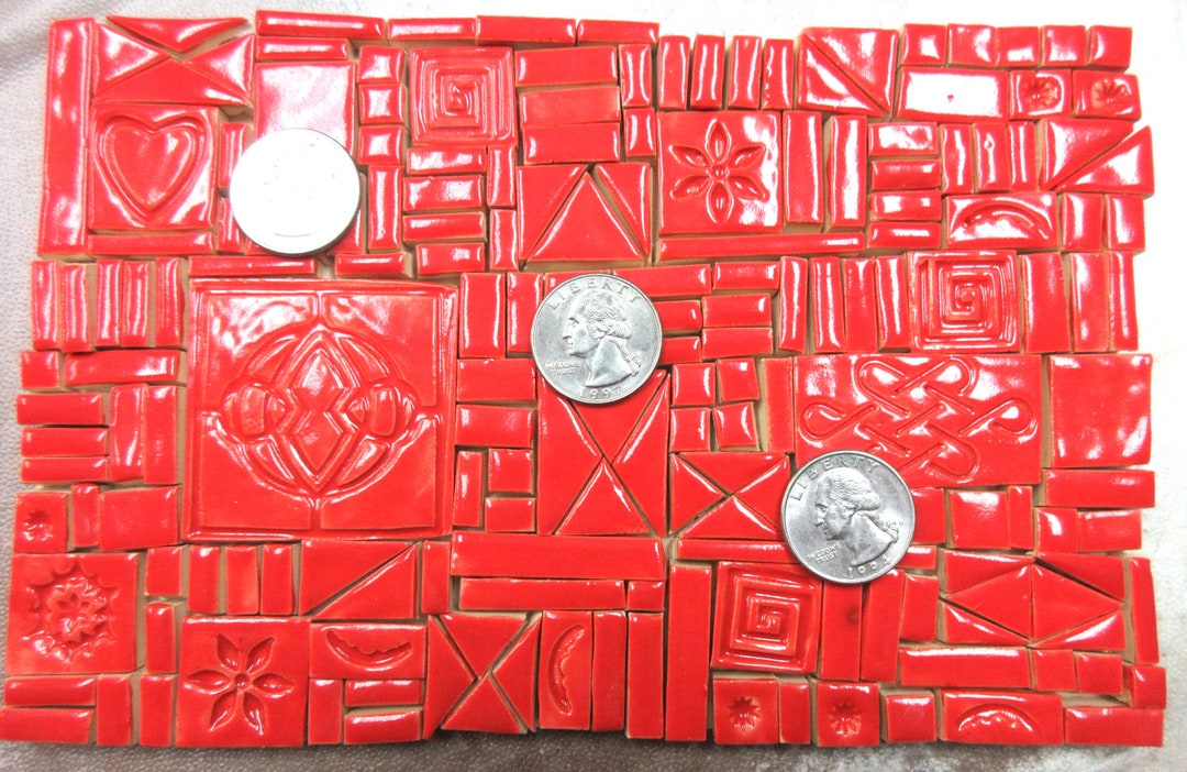 185 Mosaic Tiles Handmade Ceramic Craft Tiles. Assorted Shapes