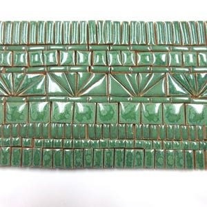 185+ Mosaic Tiles: Handmade Ceramic Craft Tiles, Mosaic Art Tiles, Stoneware Medium Green Tones Glazed Craft Pieces Assortment #1P